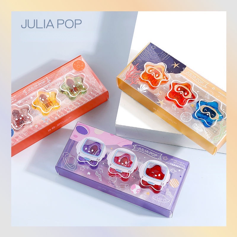 [Hàng mới về] Set 3 son môi JULIA POP nhỏ gọn lâu trôi không thấm nước