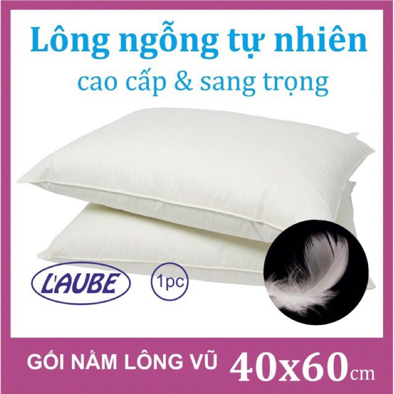 Gối lông ngỗng tự nhiên Feather LAUBE 40x60cm Nhật Bản