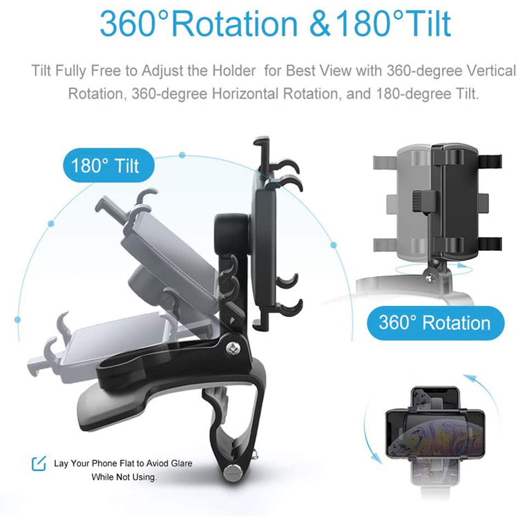 Giá Đỡ Điện Thoại / GPS Xoay 360 Độ Gắn Kính Chiếu Hậu Xe Hơi