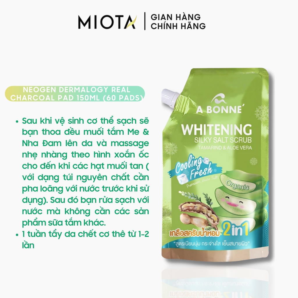 Muối tắm tẩy da chết trắng da A Bonne Whitening Silky Salt Scrub me và nha đam 350g