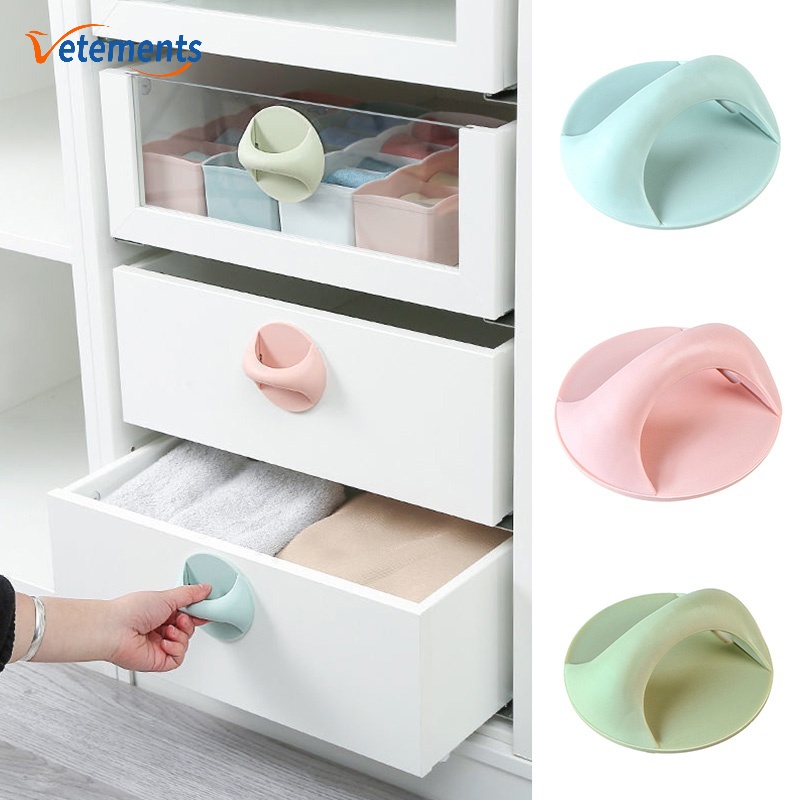 Tay Nắm Cửa Tủ Kéo Hình Tròn Bằng PP Không Để Lại Dấu Đa Năng Tiện Dụng