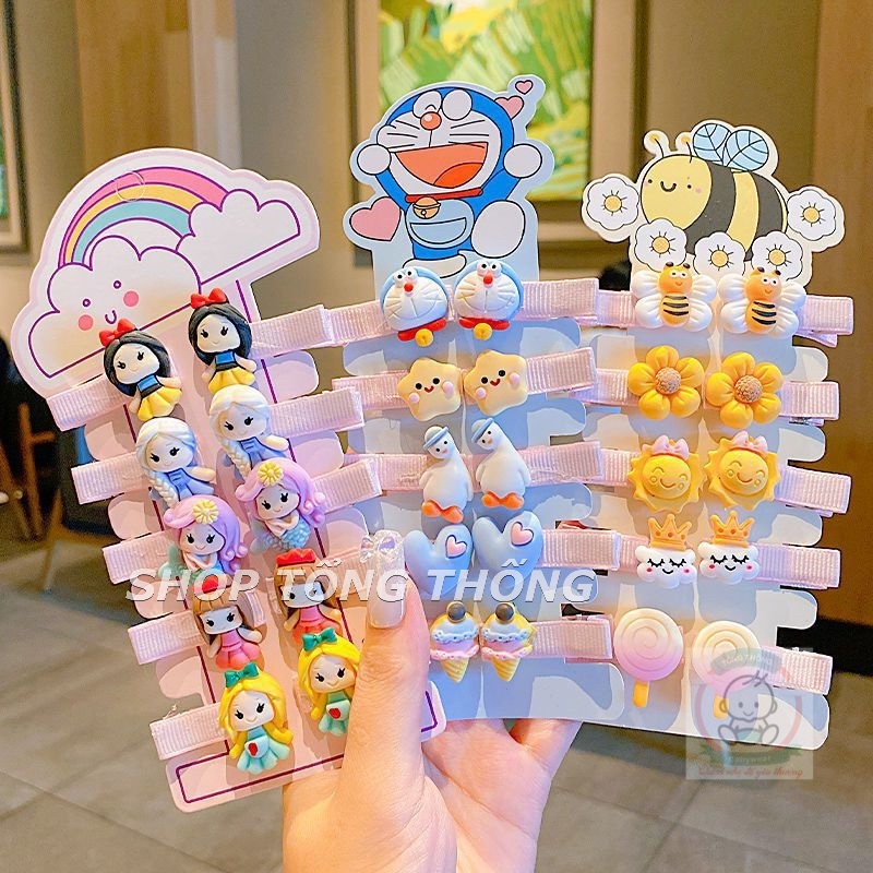Set 10 kẹp tóc mẫu mới bọc vải hoạt hình trái cây cao cấp loại 1 đáng yêu xinh dễ thương cho bé gái