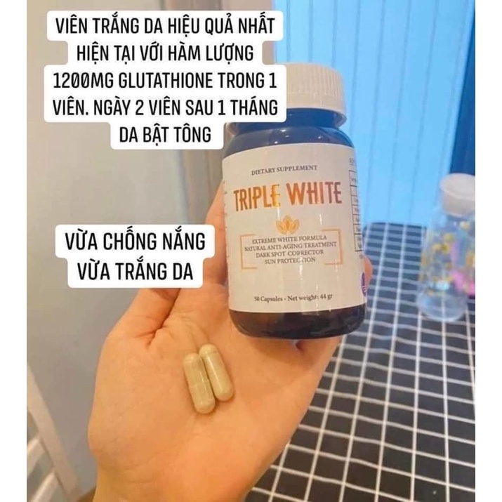 Viên uống chống nắng trắng da Triple White Mỹ