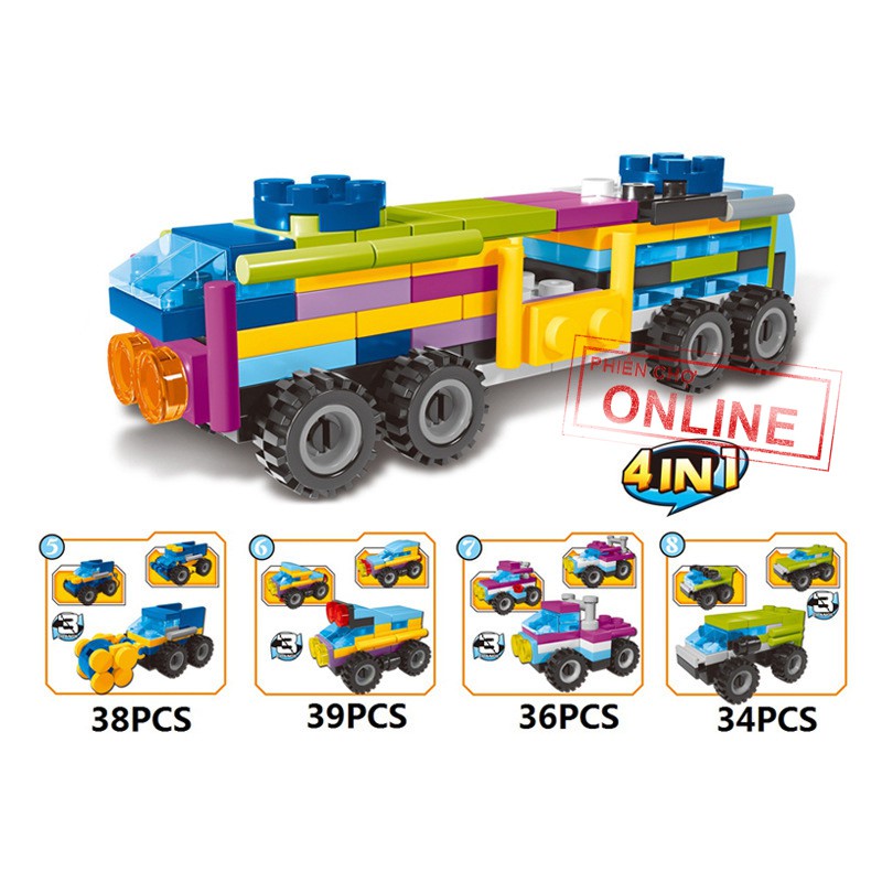 LEGO Xe công trình 4 in 1 (4 Túi)-Hàng Chuẩn, giao mẫu ngẫu nhiên