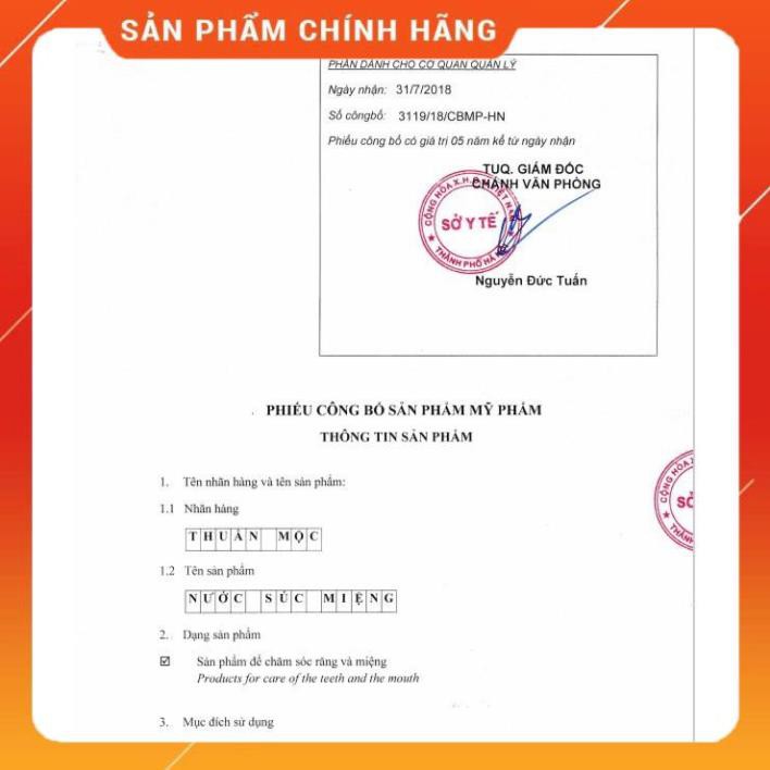 [CHÍNH HÃNG] Nước súc miệng Thuần Mộc - Cai thuốc lá, thuốc lào