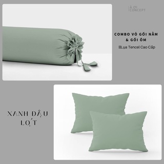 [TẶNG 1 VỎ ÔM] Combo 2 Vỏ Gối Nằm Trơn  Lụa Tencel (A) - À Ơi Concept