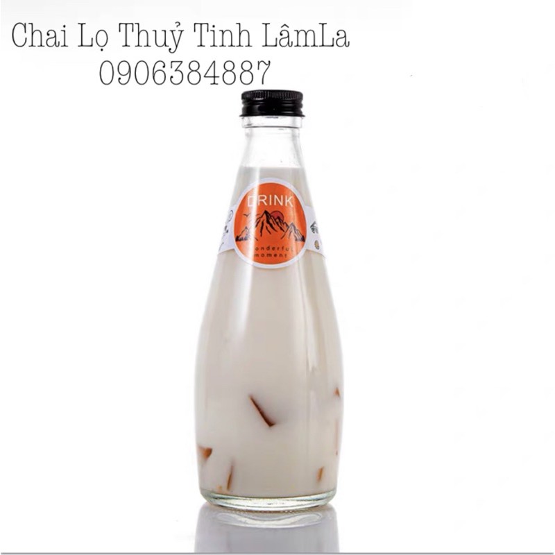 Chai Thuỷ Tinh Giọt Nước Nắp Nhôm 300ml | Đựng Trà Lên Men , Nước Ép , Trà Sữa