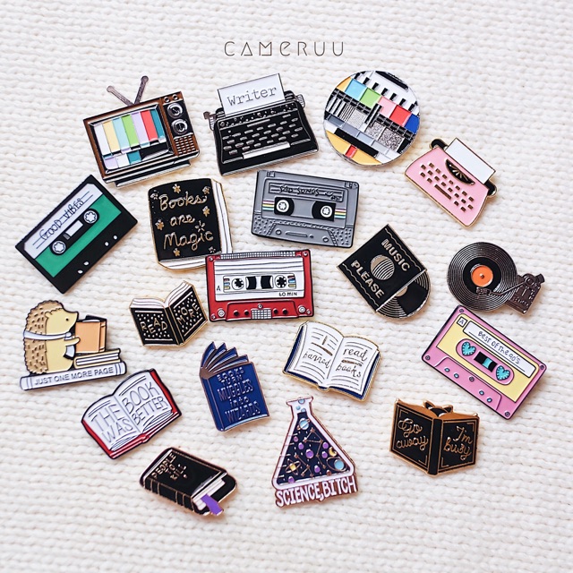 [CÓ SẴN-ẢNH THẬT] Pin cài áo/ Huy hiệu kim loại Music & Book