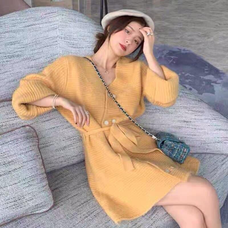 Váy len dài siêu tôn dáng dệt kim xuông dáng dài thoải mái