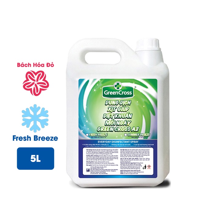 COMBO 2 can Dung dịch xịt diệt khuẩn GREEN CROSS A2 can 5L - Hương Fresh