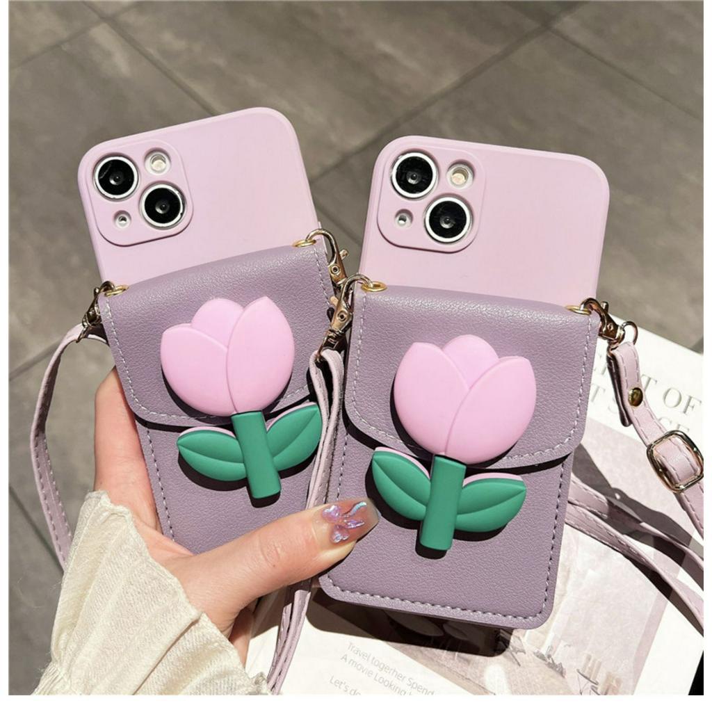 Ốp Điện Thoại Mềm Hình Hoa Có Dây Đeo Cho iPhone13Mini 11 12ProMax XR XSMAX 7 / 8PLUS 6 / 6s SE2020 14Promax