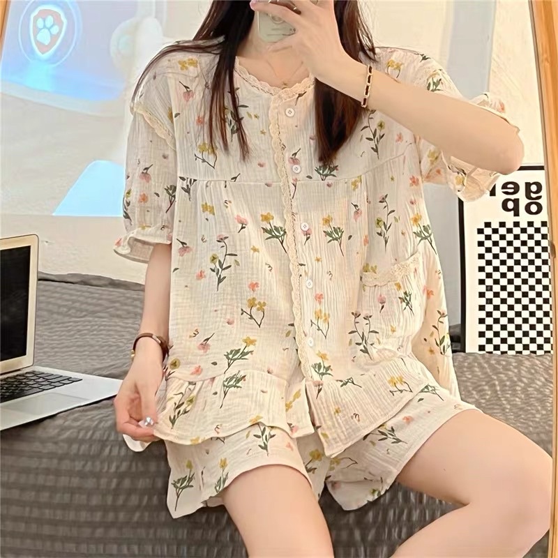 Bộ Ngủ Big Size Đũi Nhăn Siêu Dễ Thương Hàng Quảng Châu Cao Cấp