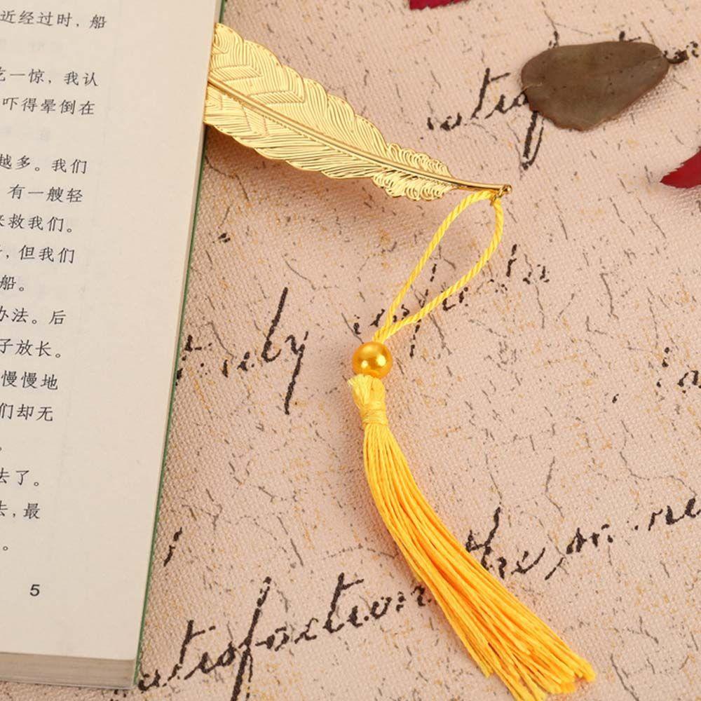Kẹp Đánh Dấu Trang Sách Hình Lông Vũ Bằng Kim Loại Kiểu Vintage Sáng Tạo