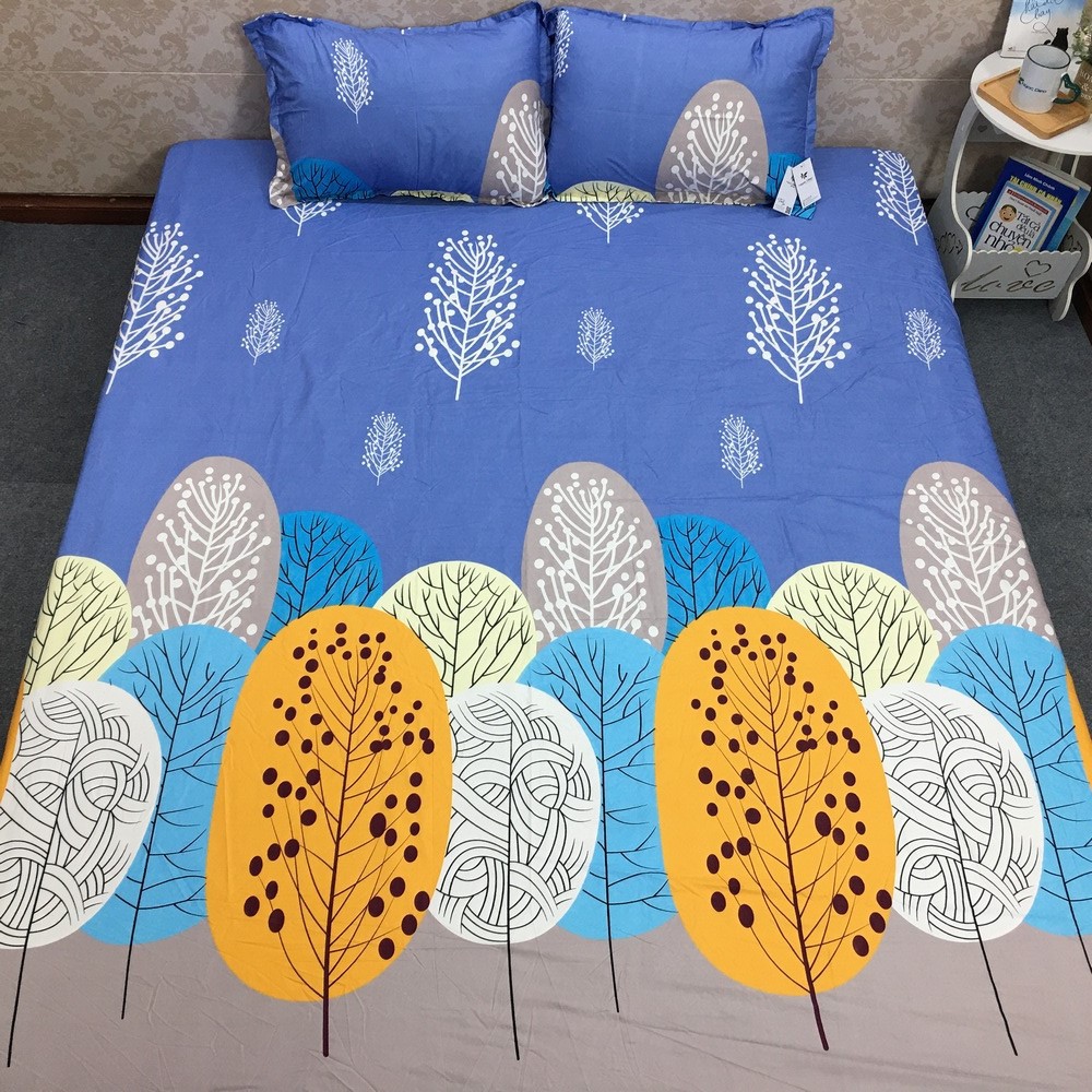 Bộ ga gối poly cotton hàng đẹp full size ga giường bọc đệm m2 m6 m8 2m2 kèm vỏ gối nằm 45x65