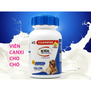 Bổ sung Canxi cho chó, Hộp 200 viên sữa canxi Happy Pet cho chó, Thực phẩm dinh dưỡng bổ sung Canxi cho chó