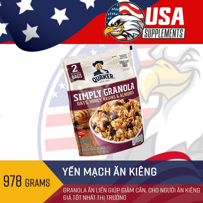 Yến Mạch Ăn Kiêng, Tốt Cho Sức Khỏe, Tim Mạch - Granola Mật Ong, Nho Khô 978g