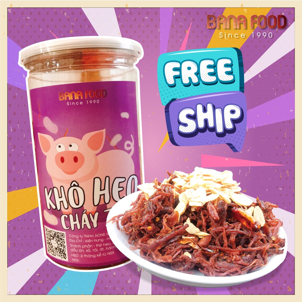Khô heo cháy tỏi Bana Food 250gr, thơm ngon đậm vị, thành phần tự nhiên an toàn, ăn vặt Hà Nội