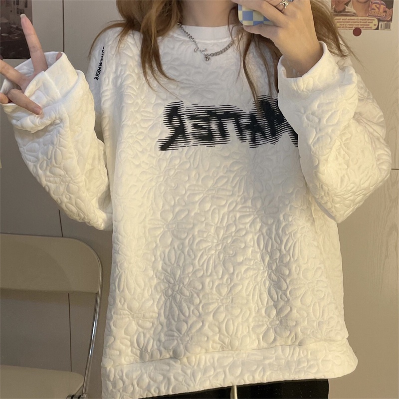 【ZHELIHANGFEI】Áo Thun Tay Dài Form Rộng Theo Phong Cách Preppy Mỹ Dễ Phối Đồ