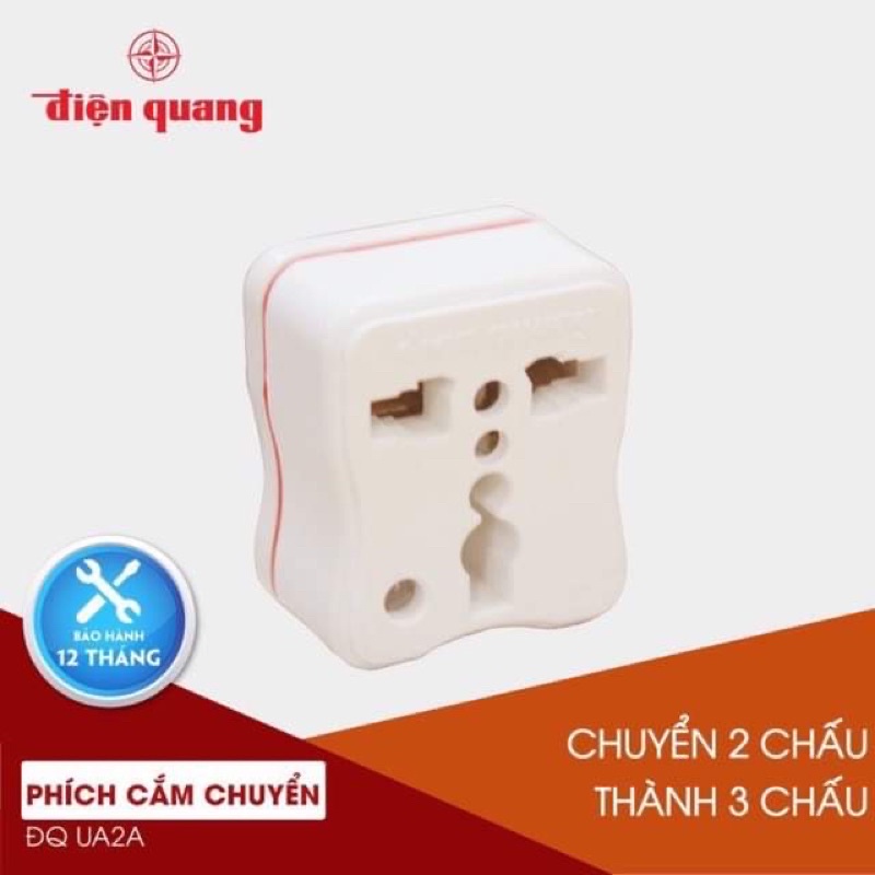 Phích cắm chuyển 2 chấu ra 3 chấu ĐIỆN QUANG - hàng chính hãng sẵn có, giao màu ngẫu nhiên