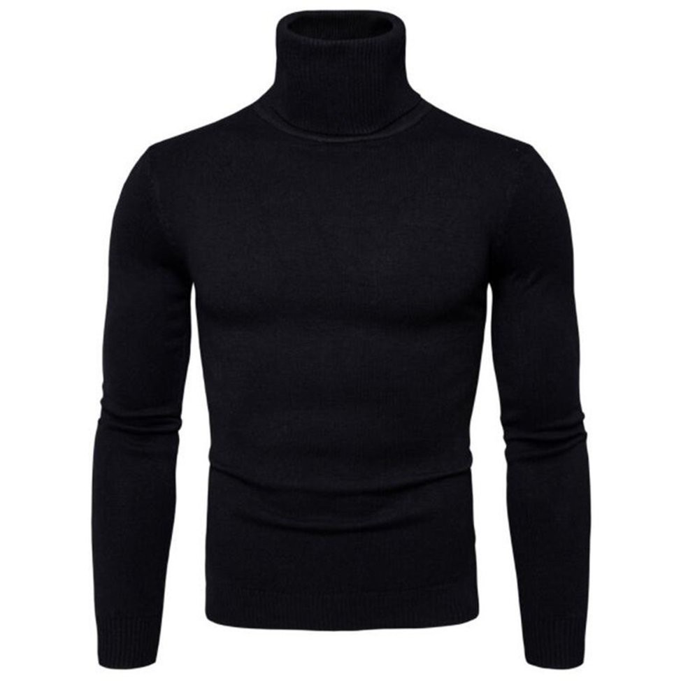 Áo Sweater Dệt Kim Cổ Cao Màu Sắc Đơn Giản Cho Nam Giới