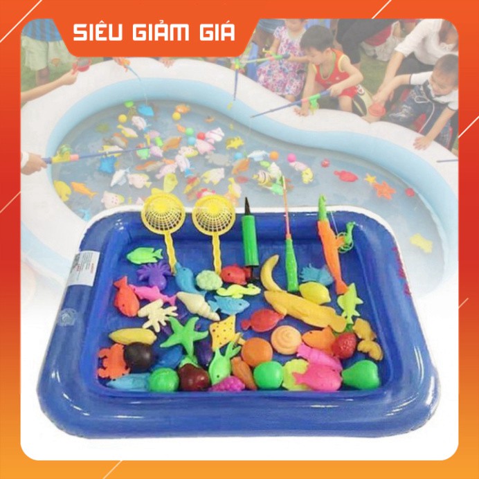 Bộ Đồ Chơi Câu Cá Tại Nhà Cho Bé (Kèm Bể Phao, Có Bơm Tay) | (GD28)