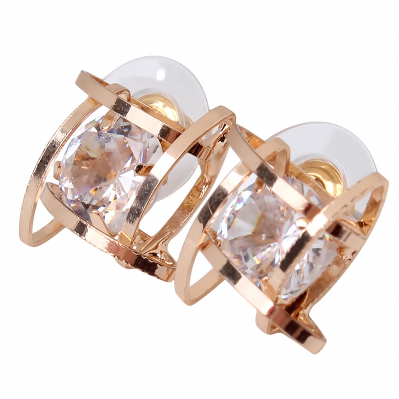 Đôi Bông Tai Hình Vuông Đính Đá Thời Trang Cho Nữ