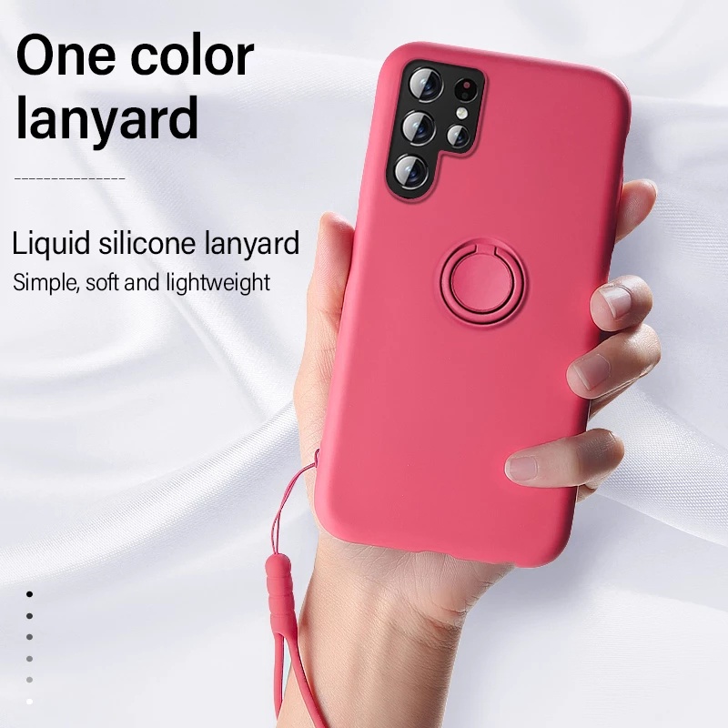 Ốp Điện Thoại Silicon Dẻo Kèm Giá Đỡ Nhẫn Từ Tính Cho Samsung S22 S21 Plus S20 FE Note 20 Ultra 10 Pro S8 S9 S10