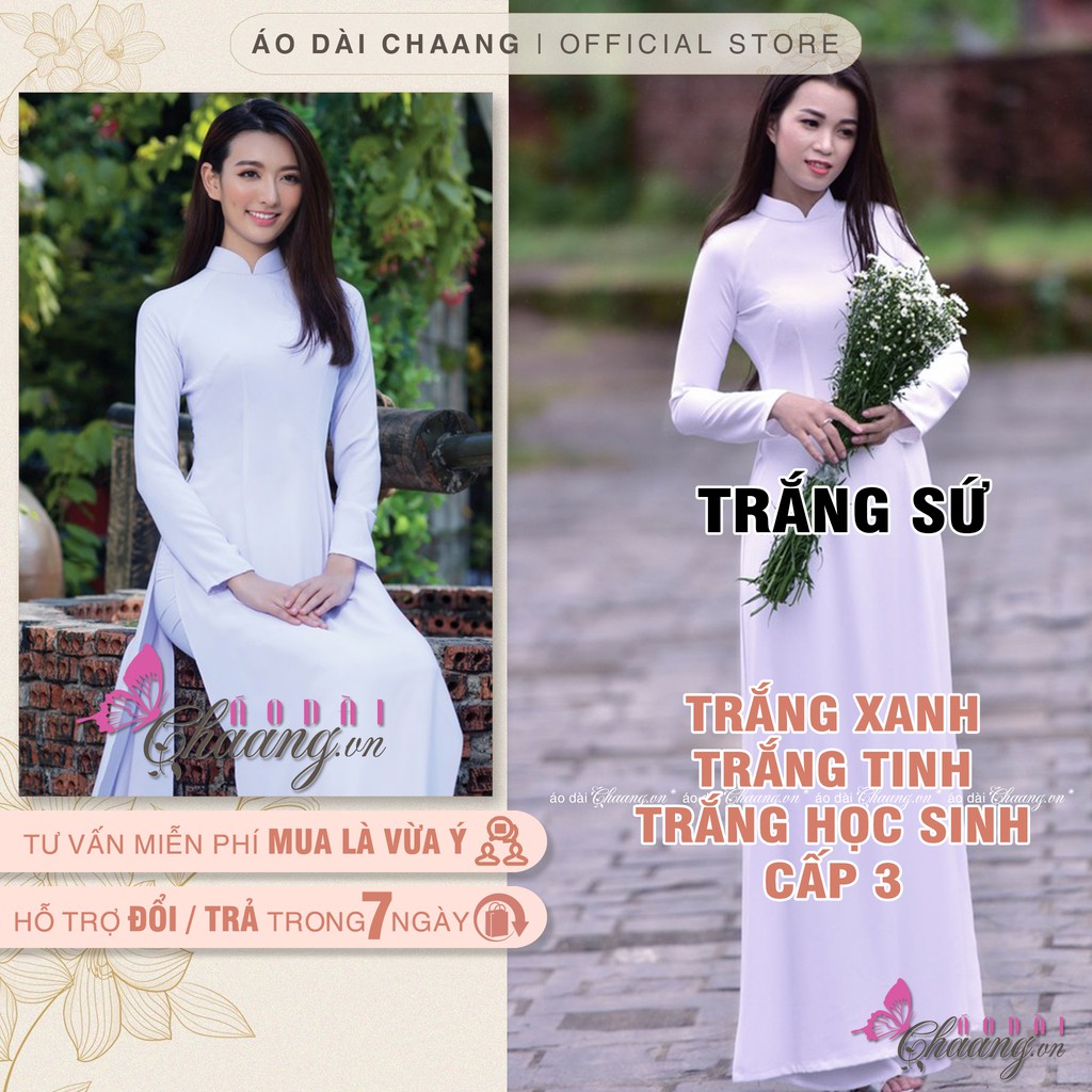 Áo dài đi học_Chaang_May sẵn áo dài nữ sinh, áo dài học sinh trắng sứ hay trắng xanh