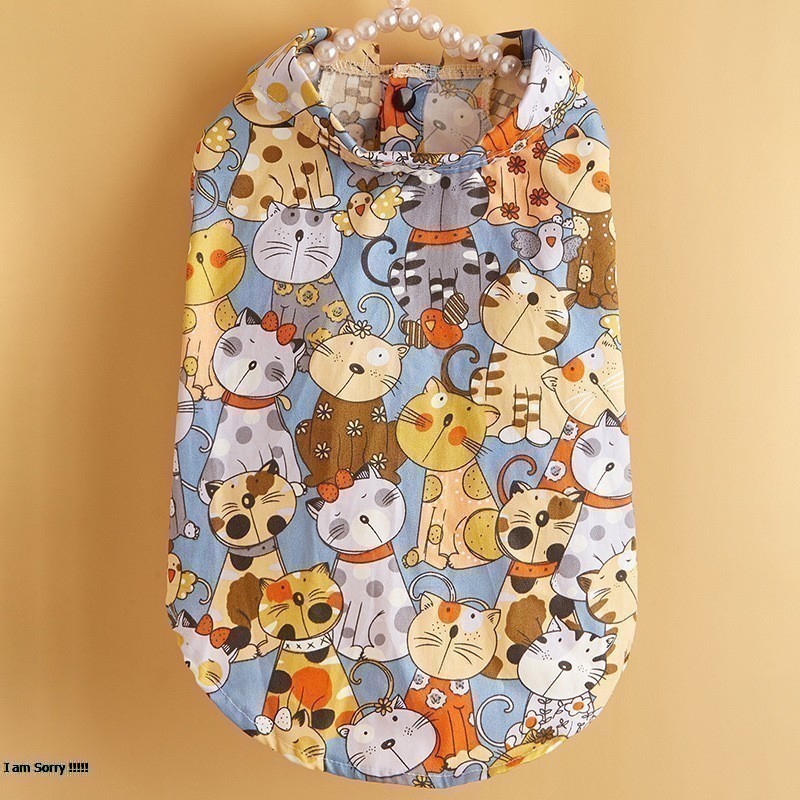 Aó sơmi cotton in họa tiết con mèo CAMQUYTSTORE cho thú cưng