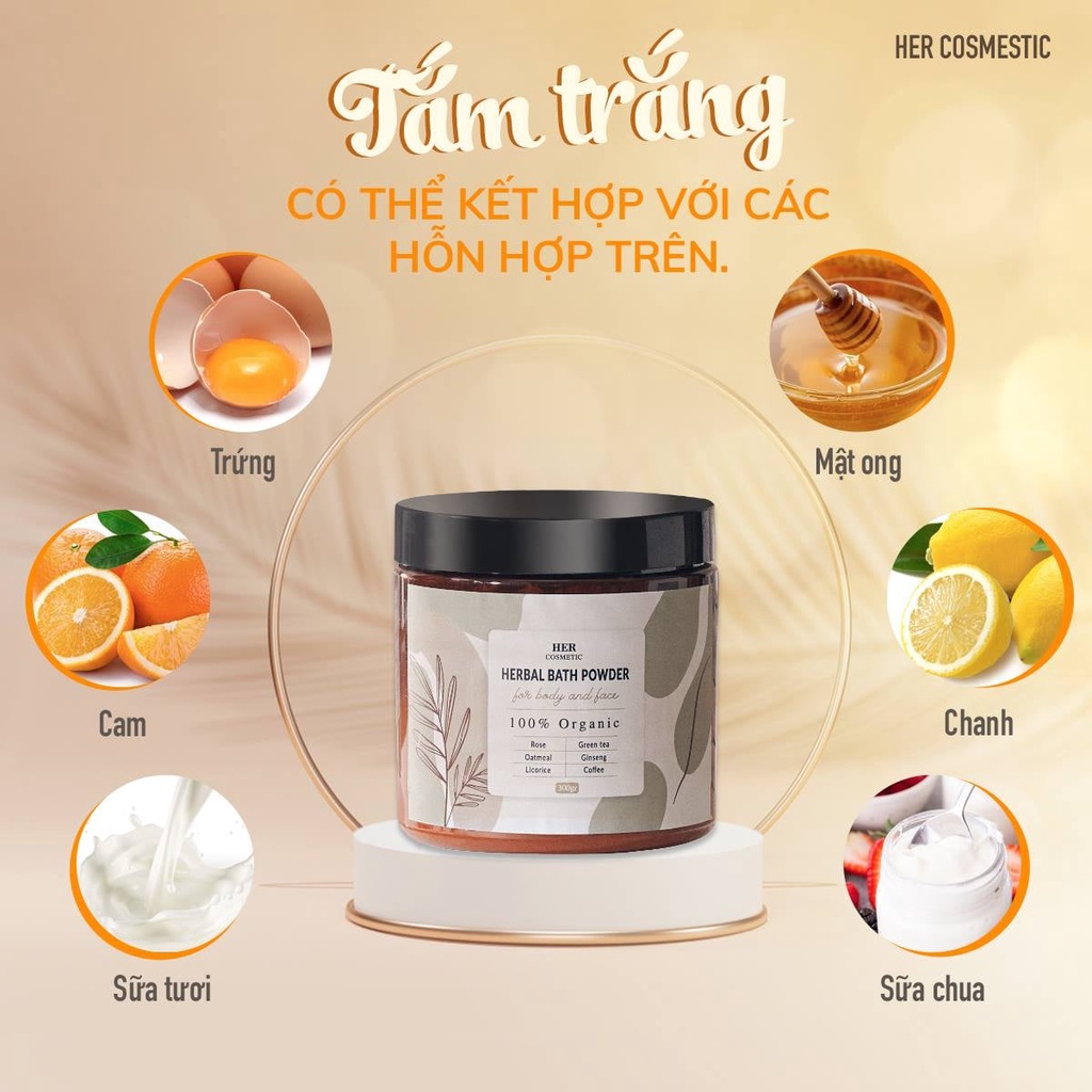 [COMBO 2 HỘP] Bột tắm trắng thuốc bắc thảo mộc Her chuẩn Spa tại gia - Dưỡng trắng da toàn thân