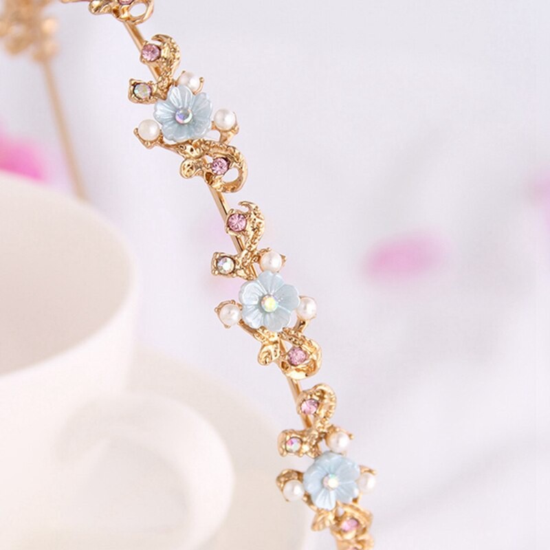 Băng Đô Cài Tóc Hình Hoa Đính Đá Và Ngọc Trai