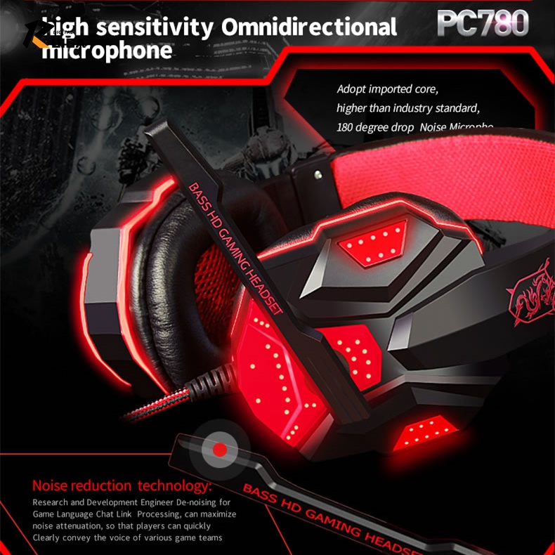 PLEXTONE PC780 Tai nghe gaming có mic có đèn LED cho máy tính, Tai nghe chụp tai gaming, tai nghe chơi game PUBG