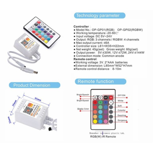 Bộ điều khiển đèn led wifi dây RGB 12V qua ứng dụng điện thoại  - Tuya