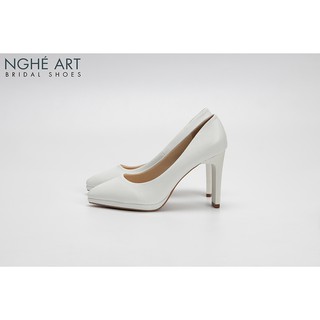 Giày cưới Nghé Art basic mũi đúp trắng 237