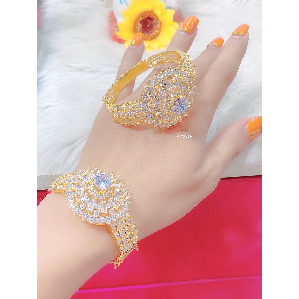Vòng tay nữ UHA, lắc tay bền màu thiết kế cao cấp sáng lấp lánh V473