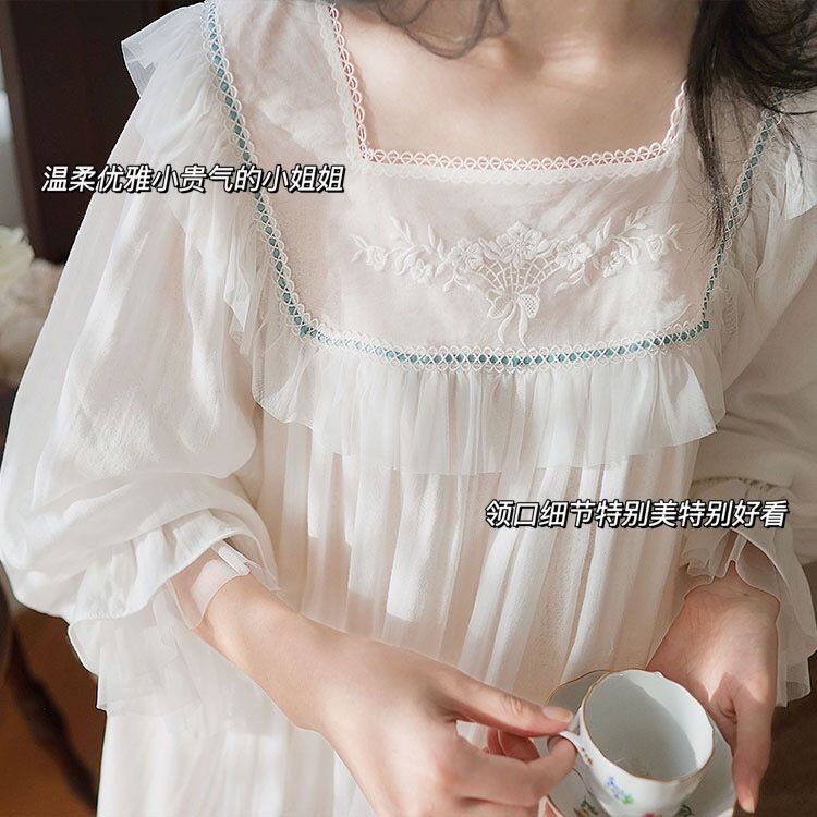 Hàng Mới Về Đầm Ngủ Ren Công Chúa Phong Cách Pháp Cổ Điển Thời Trang Xuân Thu Mới 2022 22