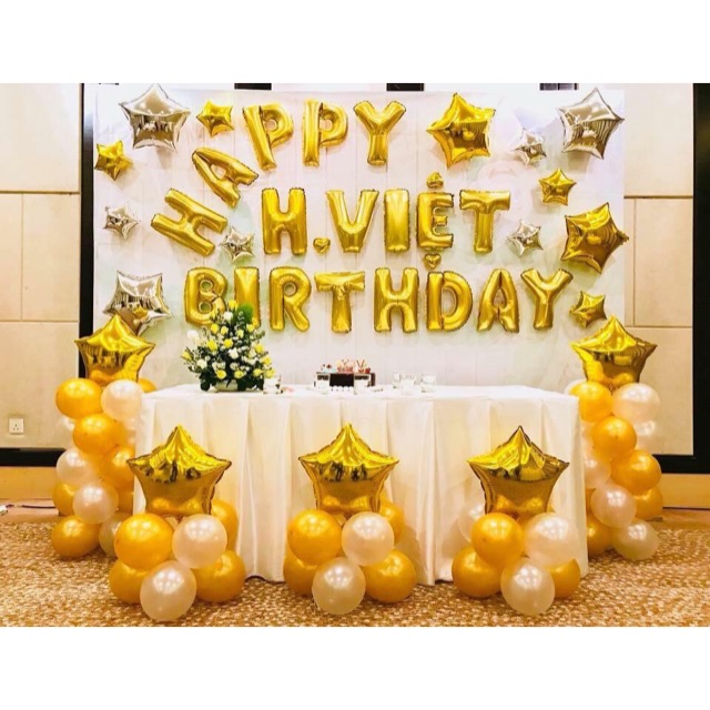 Set sinh nhật tone vàng