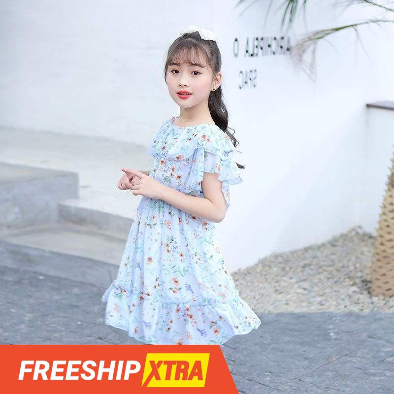 Đầm bé gái xanh hoa nhí MÃ 105