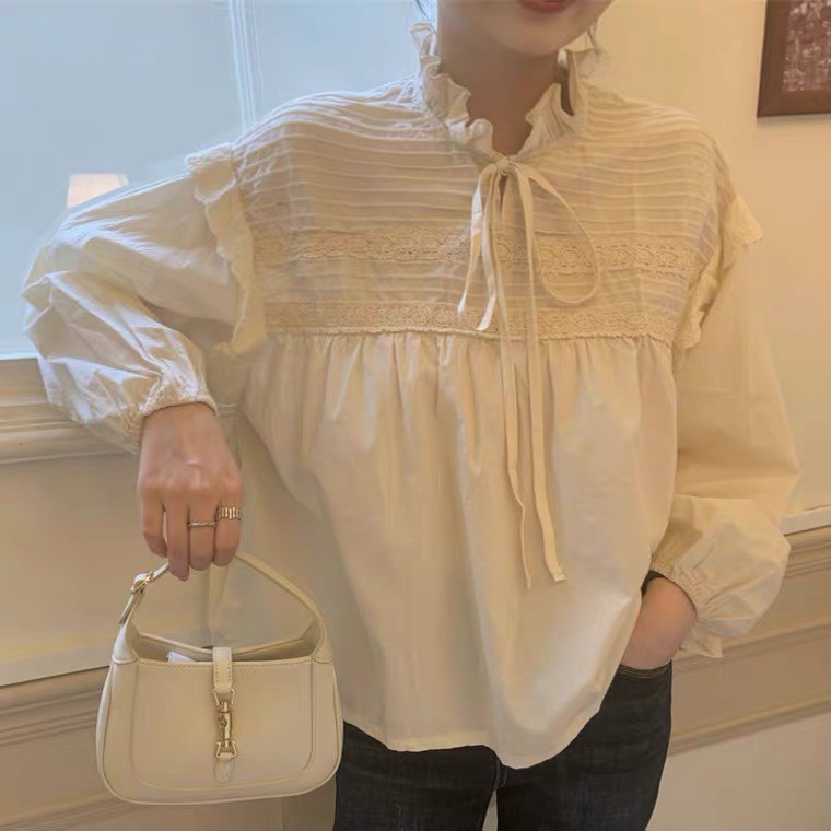 áo babydoll hàng QCCC sơ mi nữ babydoll cổ ren tay sen chất lụa đũi