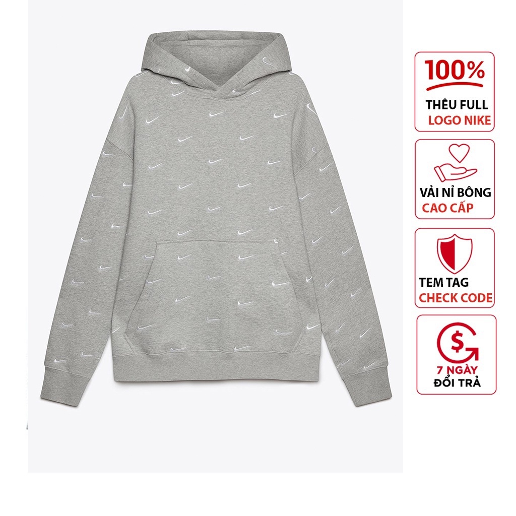 Áo Hoodie Nai Swoosh Full Logo Thêu nổi - Tem tag check CODE