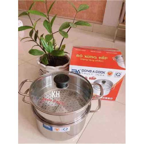 Bộ nồi xửng hấp inox Đông Á cook đáy từ( sz 20,24 và 28cm)