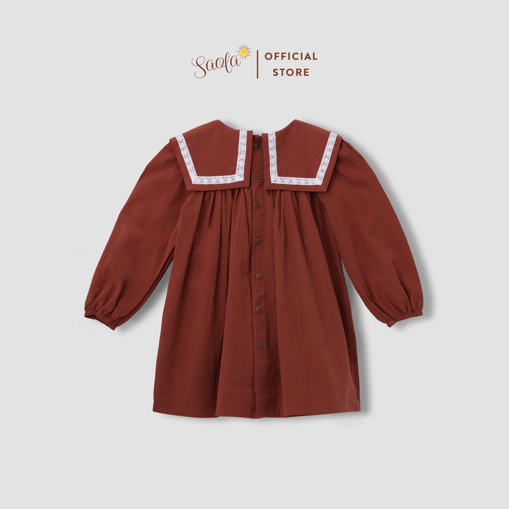 Váy bé gái SAOLA KIDS Tay Dài Đỏ Ghạch Công Chúa Xinh Đẹp Cho Trẻ Em Gái Từ 1,2,3,4,5,6 Tuổi - DRC022