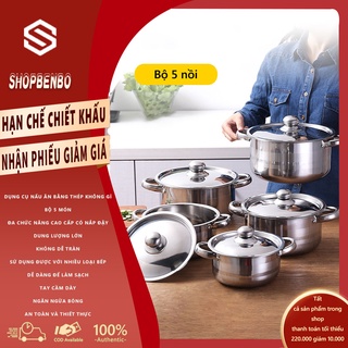 YB09 Bộ 5 nồi inox không gỉ, bộ nồi đa năng cao cấp