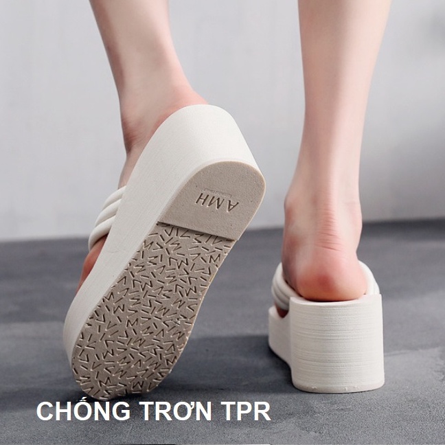 (MỚI 2022)Dép Kẹp Nữ Xỏ Ngón Đế Cao 6Cm Đính Nơ Thời Trang Xinh Xắn Đế Xuồng Chống Trượt