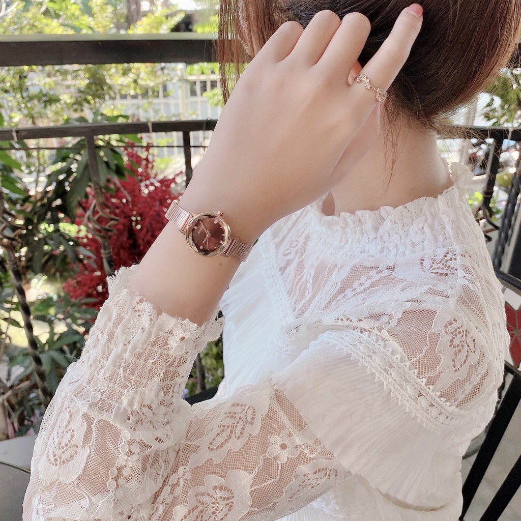Đồng Hồ Nữ Hàn Quốc JULIUS JA-917 dây kim loại màu Nâu
