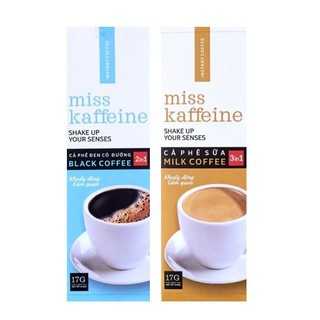 02 gói Cà phê hòa tan MISS KAFFEINE 2in1 và 4in1- Cà phê đen có đường và Cappuccino - The Kaffeine Coffee