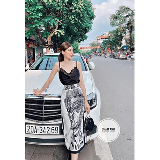 Sét áo hai dây kèm chân váy dáng dài siêu xinh