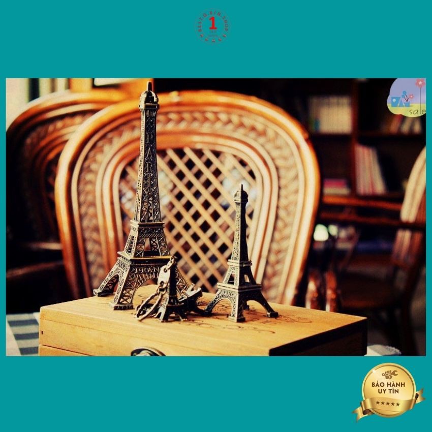 Mô hình tháp eiffel chiều cao 48cm trang trí decor chât liệu kim loại cứng chống gỉ có thể tháo rời  dùng làm quà tặng