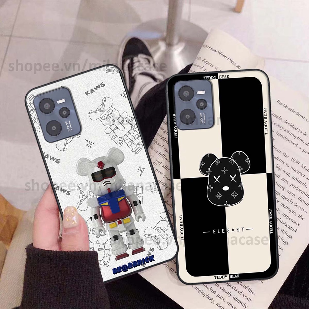 Ốp Realme C35 gấu be@rBrick gấu Teddy Kaws siêu đẹp, phong cách, cá tính