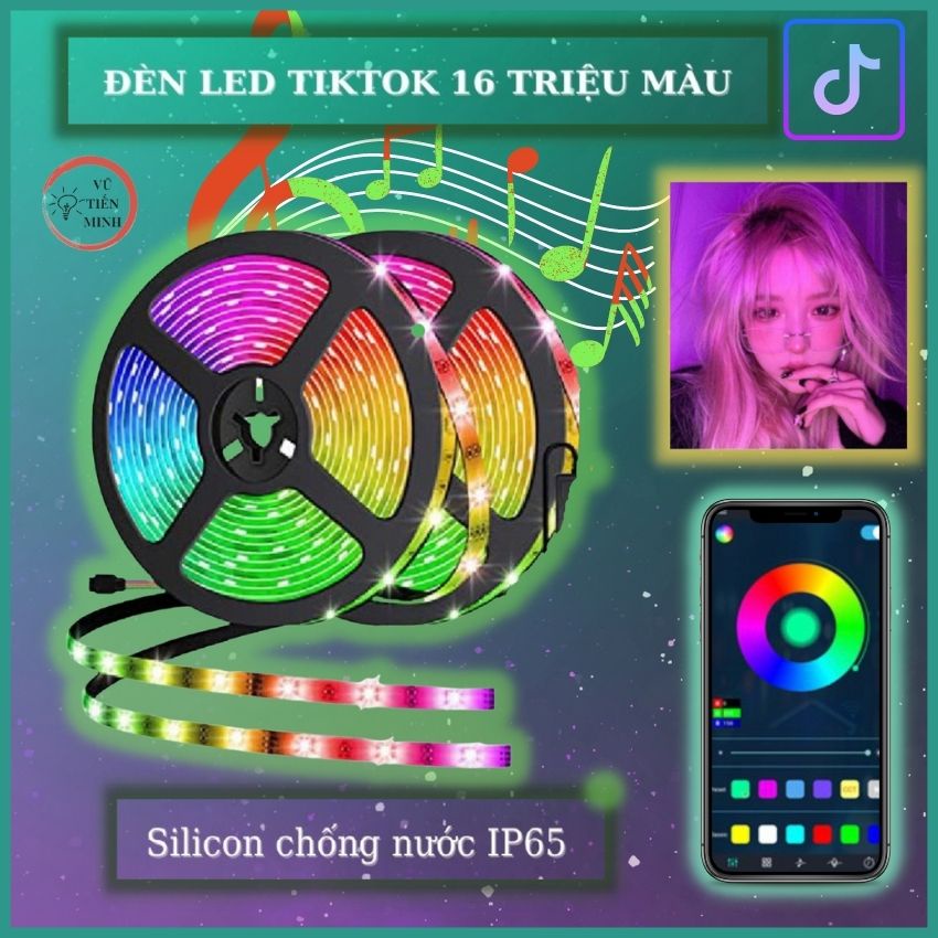 - Đèn led 16 triệu màu tiktok nháy theo nhạc, led dán tường, dây đèn led RGB 5050 màu sắc sinh động